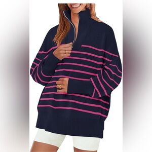 Zesica half zip striped sweater